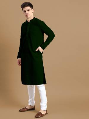 Unleash your style with men's deep green cotton chikankari designer kurta set by sanwara 2