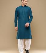 Unleash your style with men's firozi cotton sequins kurta set by sanwara