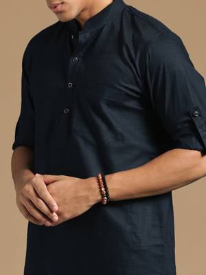 Unleash your style with men's deep blue cotton designer kurta set by sanwara 3