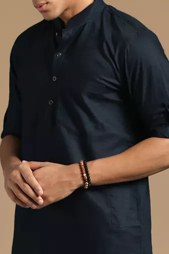 Unleash your style with men's deep blue cotton designer kurta set by sanwara