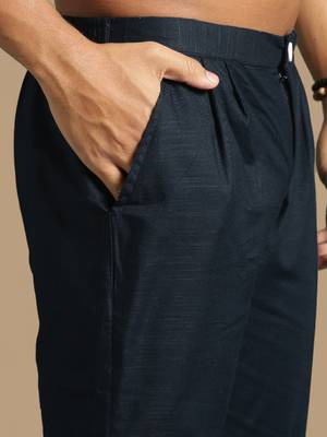 Unleash your style with men's deep blue cotton designer kurta set by sanwara 4