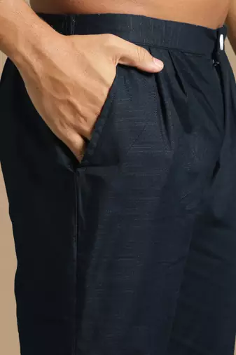 Unleash your style with men's deep blue cotton designer kurta set by sanwara