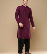 Unleash your style with men's wine cotton sequins kurta set by sanwara