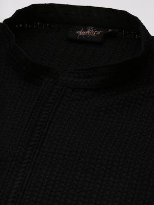 Unleash your style with men's black cotton chikankari designer kurta set by sanwara 4