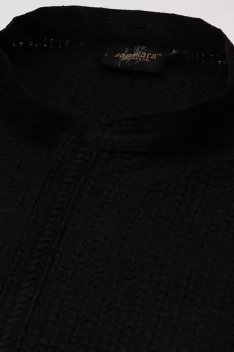Unleash your style with men's black cotton chikankari designer kurta set by sanwara