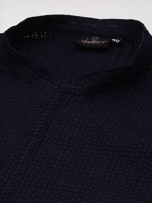 Unleash your style with men's deep blue cotton chikankari designer kurta set by sanwara 4