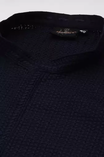 Unleash your style with men's deep blue cotton chikankari designer kurta set by sanwara