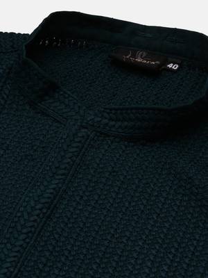 Unleash your style with men's deep green cotton chikankari designer kurta set by sanwara 4