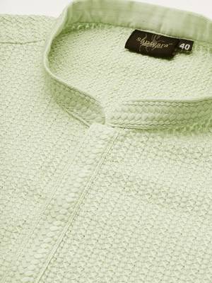 Unleash your style with men's light green cotton chikankari designer kurta set by sanwara 4