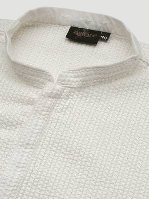 Unleash your style with men's off white cotton chikankari designer kurta set by sanwara 4