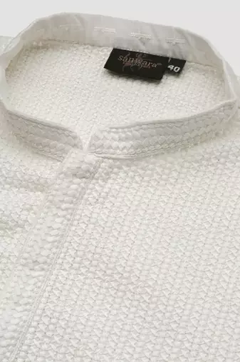 Unleash your style with men's off white cotton chikankari designer kurta set by sanwara