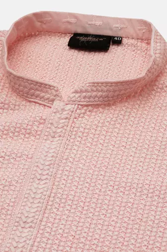 Unleash your style with men's pink cotton chikankari designer kurta set by sanwara