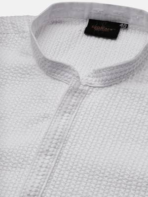 Unleash your style with men's white cotton chikankari designer kurta set by sanwara 4