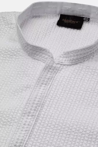 Unleash your style with men's white cotton chikankari designer kurta set by sanwara