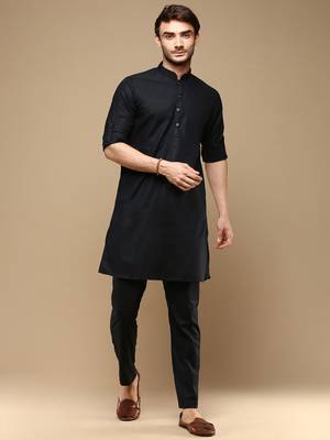 Classic Black Kurta Pajama Set for Men 1