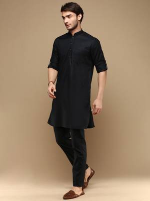 Classic Black Kurta Pajama Set for Men 2