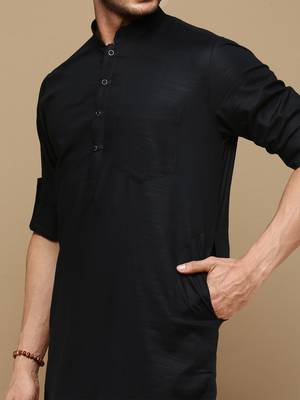 Classic Black Kurta Pajama Set for Men 3