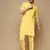 Traditional pathani style mustard solid cotton kurta set for men by sanwara