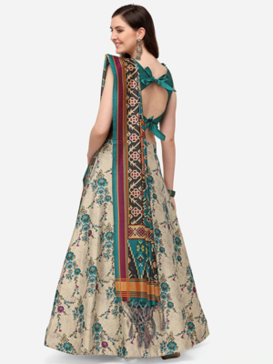 Off-White Semi-Stitched Lehenga Choli Set With DUpatta 4