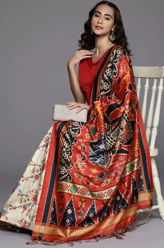 Cream Semi-Stitched Lehenga Choli Set With Dupatta