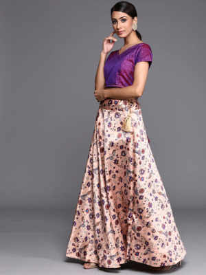 Light Pink Semi-Stitched Lehenga Choli Set With Dupatta 2