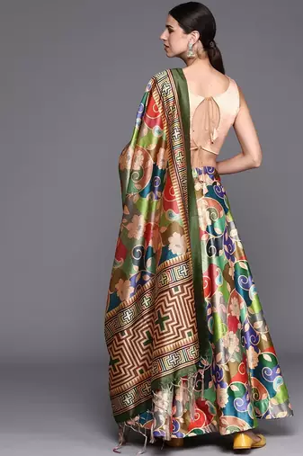 Green Semi-Stitched Lehenga Choli Set With Dupatta