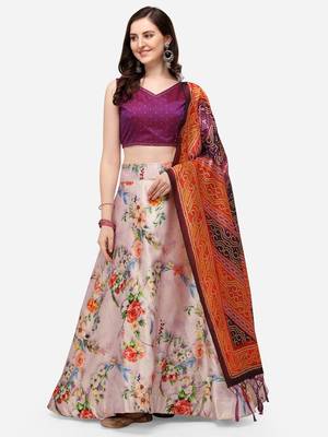 Purple Semi-Stitched Lehenga Choli Set With Dupatta 1