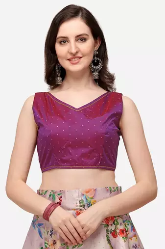 Purple Semi-Stitched Lehenga Choli Set With Dupatta