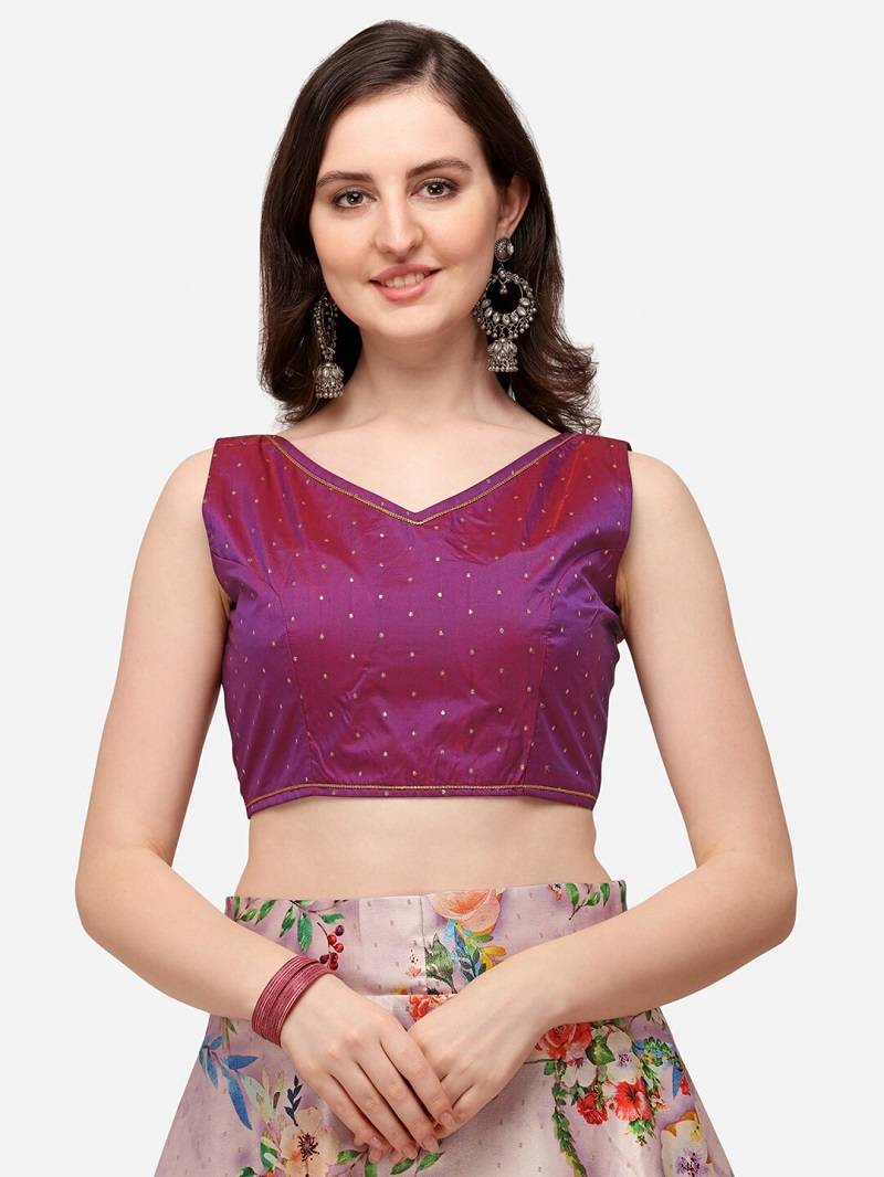 Purple Semi-Stitched Lehenga Choli Set With Dupatta