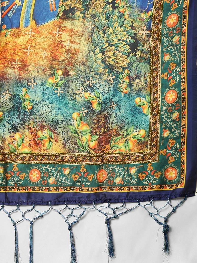 Peacock Blue Semi-Stitcehd Lehenga Choli Set With Dupatta