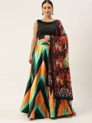 Black Semi-Stitched Lehenga Choli Set With Dupatta 1
