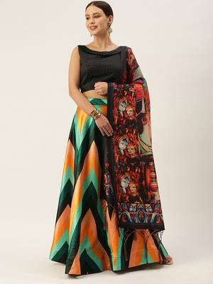 Black Semi-Stitched Lehenga Choli Set With Dupatta 2