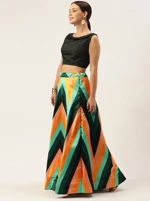 Black Semi-Stitched Lehenga Choli Set With Dupatta 4