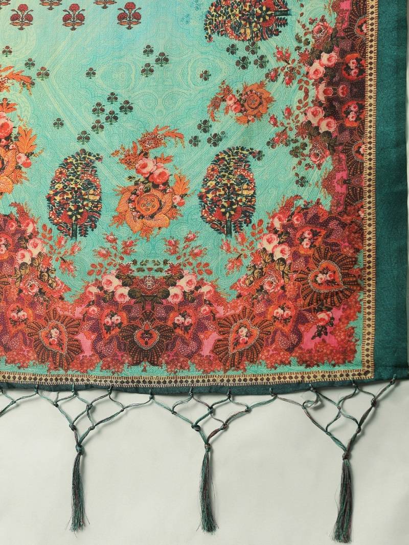 Light-Blue Semi-Stitched Lehenga Choli Set With Dupatta