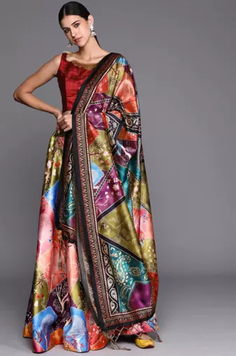 Multi-Color Lehenga Choli Set With Dupatta