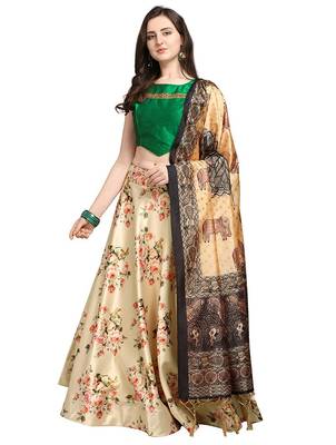 Cream Semi-Stitched Lehenga Choli Set With Dupatta 1