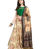 Cream Semi-Stitched Lehenga Choli Set With Dupatta