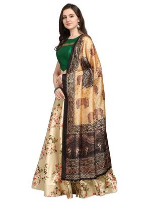 Cream Semi-Stitched Lehenga Choli Set With Dupatta 2