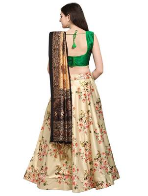 Cream Semi-Stitched Lehenga Choli Set With Dupatta 3