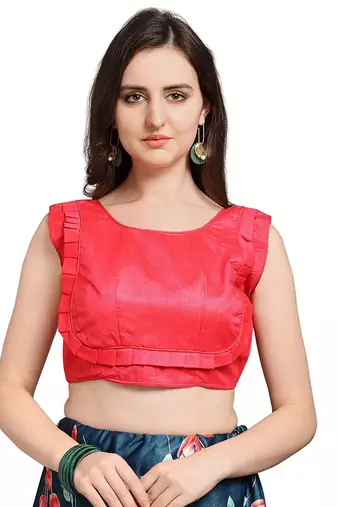 Blue Satin Silk Lehenga Choli Set With Dupatta