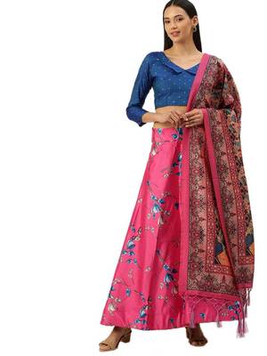 Pink Satin Silk Lehenga Choli Set With Dupatta 1