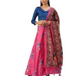 Pink Satin Silk Lehenga Choli Set With Dupatta