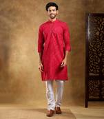 Navrang pink cotton leheriya kurta set