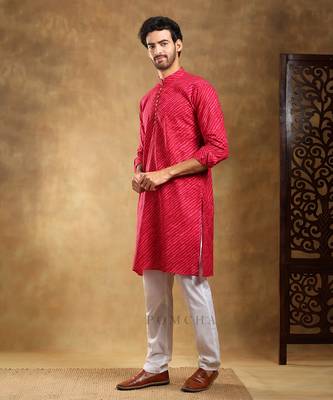Navrang pink cotton leheriya kurta set 2