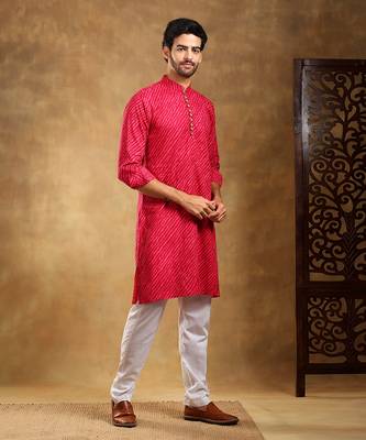 Navrang pink cotton leheriya kurta set 3