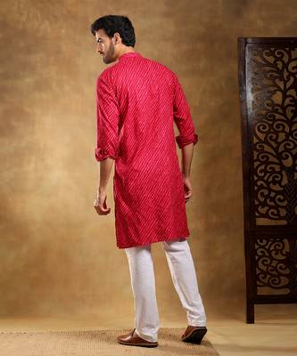 Navrang pink cotton leheriya kurta set 4