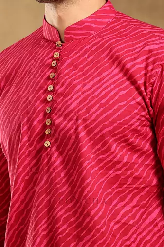 Navrang pink cotton leheriya kurta set