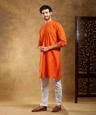 Navrang orange cotton leheriya kurta set 2