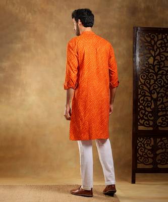 Navrang orange cotton leheriya kurta set 4