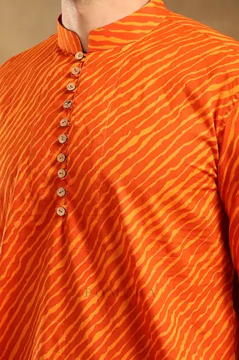 Navrang orange cotton leheriya kurta set
